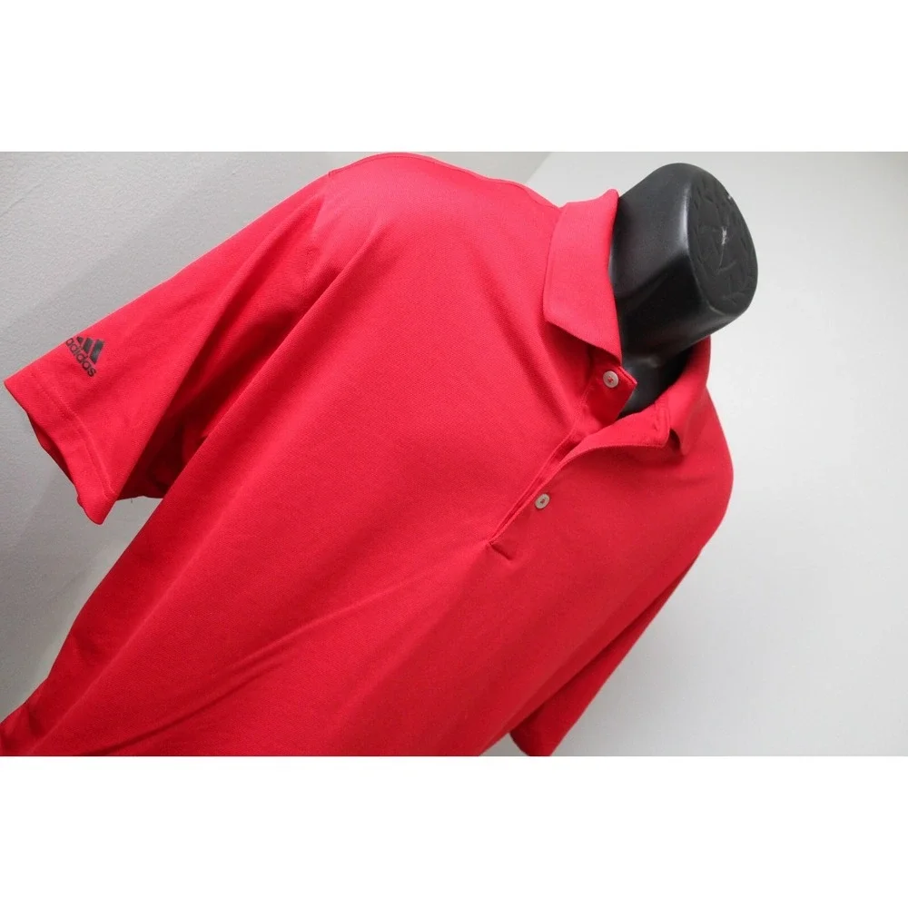 Adidas Golf Polo Red ClimaLite Performance‎ Wicking Short Sleeve Mens 2XL XXL